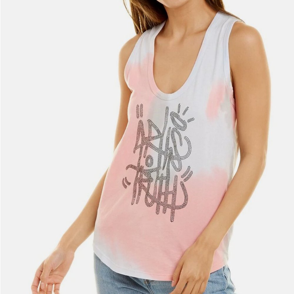 Zadig & Voltaire Tam Jormi Strass Tie Dye Tank Top with Rhinestones S M and L